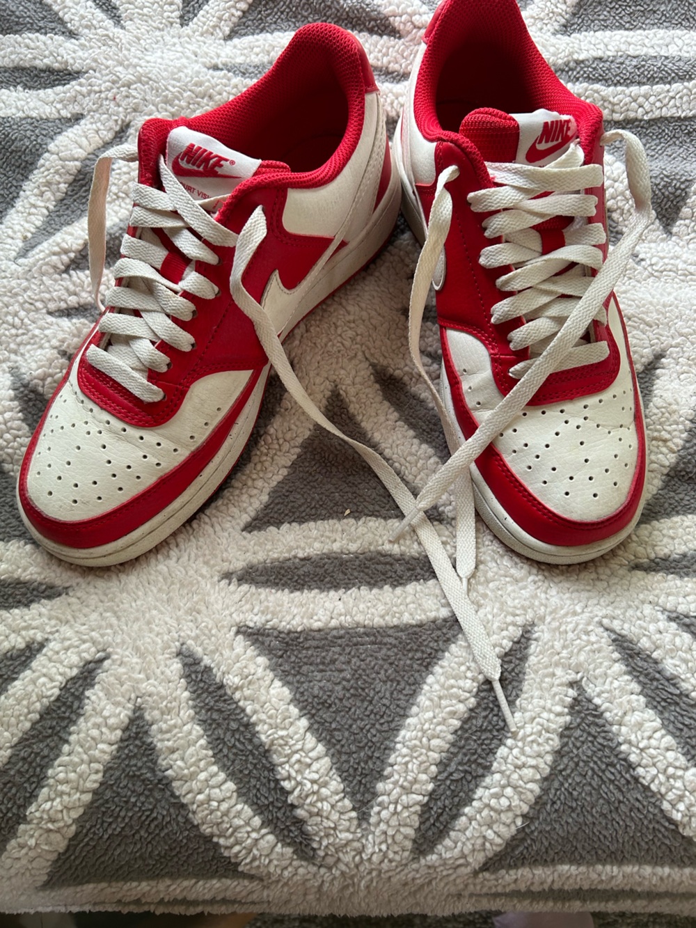 Nike Red and White Low-Top Athletic Shoes